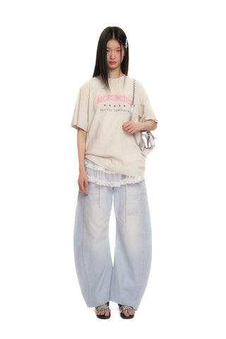 [moromoro2] Distressed Saber-Cut Cotton  Pants