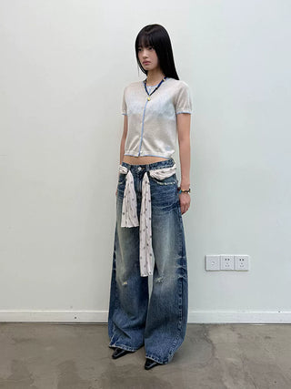 [NeverSeez] Colorblock Knit Cardigan