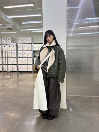 [NEVERSEEZ] Lapel Fleece Diagonal Zipper Jacket