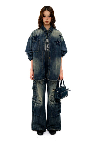 [Moromoro2] Star Applique Gradient T-shirt