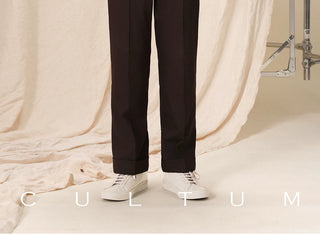 [CULTUM] Machine Washable Straight-Leg Trousers