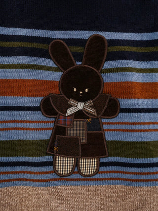 [Moromoro] Rabbit Patch Striped Wool Blend  Sweater
