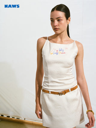 [NOTAWEAR] Faux Two-piece Beaded Sling  Dress