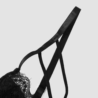 Hollow out lace hem v neck solid cami cut out top