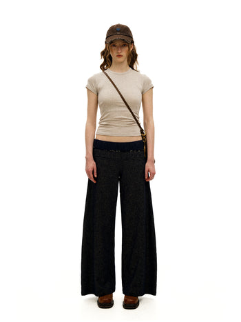 [Moromoro2] Plaid Mesh Cotton Linen Pants
