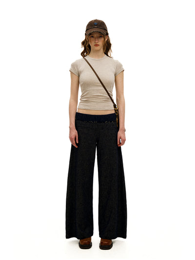 [Moromoro2] Plaid Mesh Cotton Linen Pants