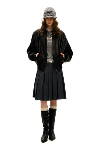 [Moromoro2] Faux Spliced Pleated Skirt