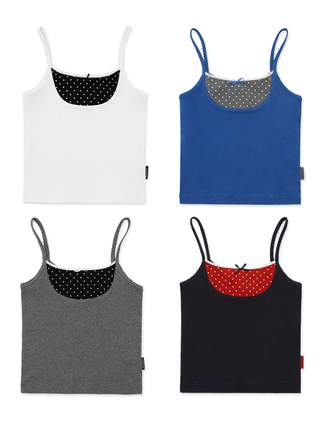[Moromoro2] Faux Two-piece Polka Dot Lace  Camisole
