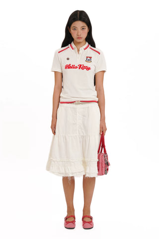 [Moromoro2] Faux Two-piece Plaid A-line  Skirt