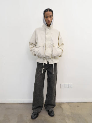 [NeverSeez] Stand Collar Drawstring Jacket