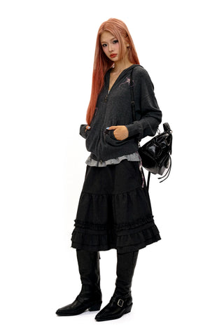 [Moromoro2] Plaid Star Hooded Jacket