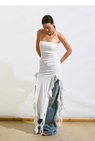 [NOTAWEAR] Irregular Ruffle Strapless Dress