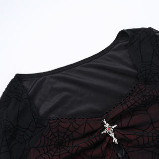 Long flared sleeve spider web slit velvet ruched maxi dress