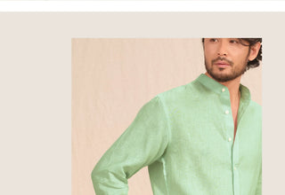 [CULTUM] Linen Stand Collar Shirt