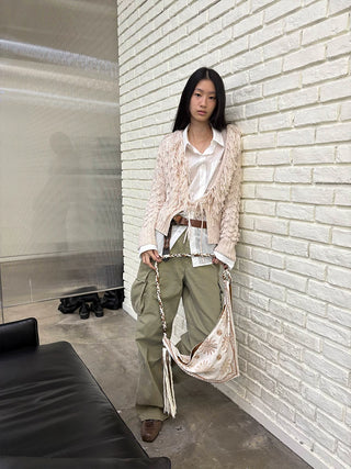 [NeverSeez] Washed Herringbone Cargo Pants