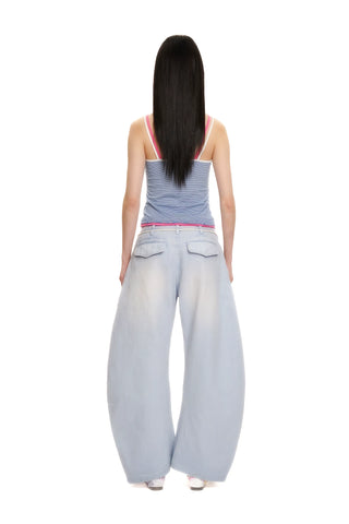 [moromoro2] Distressed Saber-Cut Cotton  Pants