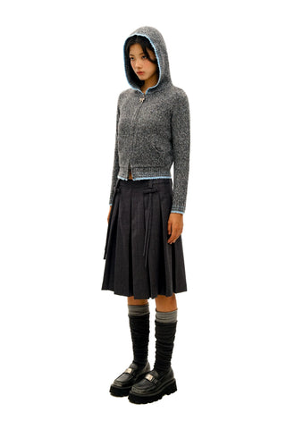 [Moromoro2] Bow Zip Hooded Cardigan