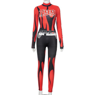 Long sleeve high neck "799" zip-up jumpsuit