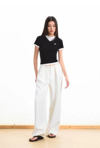 [NOTAWEAR] Faux Two-piece Short Sleeve  T-shirt