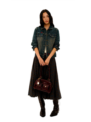 [Moromoro2] Detachable Fur Distressed Denim  Jacket