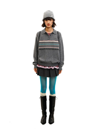 [Moromoro2] Wool Polo Knit Sweater