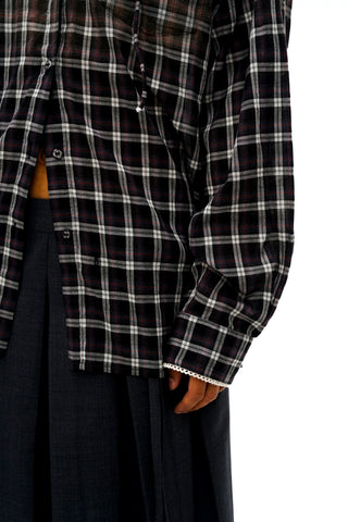 [Moromoro2] Plaid Hooded Shirt