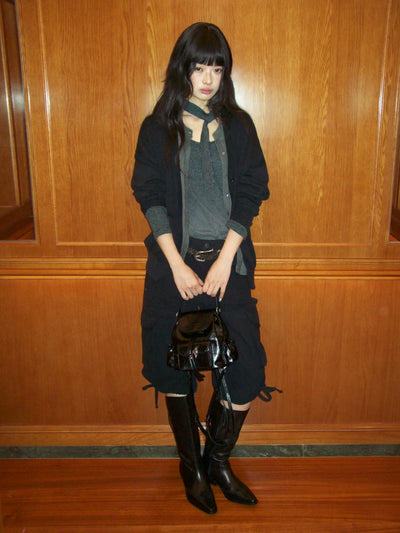 [Moromoro2] Color Block Faux Two-piece Knit  Cardigan
