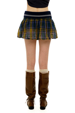 [Moromoro2] Gradient Plaid Distressed Mini  Skirt