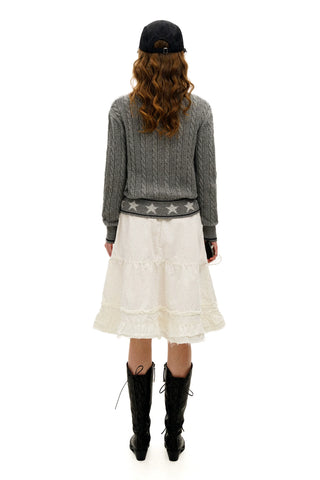 [Moromoro2] Star Ribbed Cable Knit Cardigan