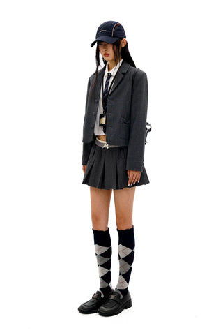 [Moromoro2] Argyle Lace Mid-calf Socks