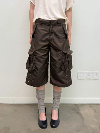 [NeverSeez] Washed Wrinkled Utility Shorts