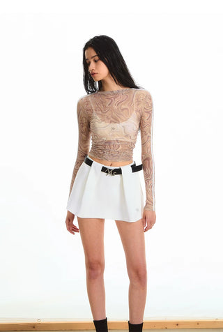 [NOTAWEAR] Mesh Print Long Sleeve T-Shirt