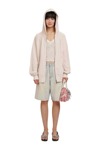 [moromoro2] Bowknot Embroidered Hoodie