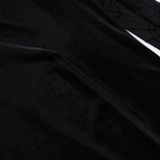 Long flared sleeve spider web slit velvet ruched maxi dress