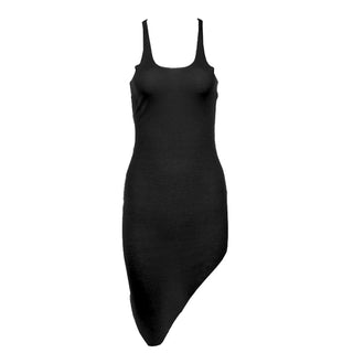 U neck sleeveless irregular solid tank top