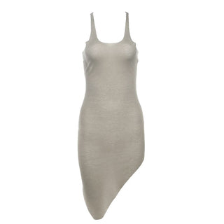 U neck sleeveless irregular solid tank top