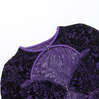 Long sleeve hollow out lace button cut out mini dress