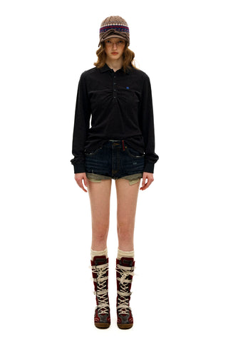 [Moromoro2] Embroidered Polo Top