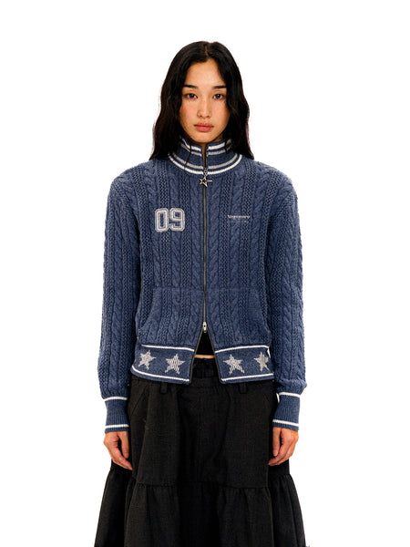 [Moromoro2] Star Ribbed Cable Knit Cardigan