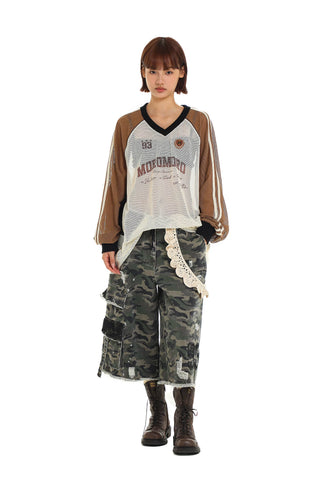 [Moromoro] V-neck Jersey Cutout T-shirt