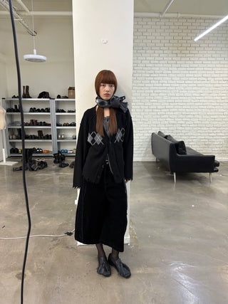 [NeverSeez] Flocked Cropped Wide Leg Jeans