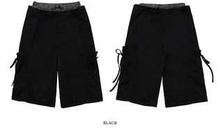 [Moromoro2] Faux Two-piece Waist Cropped  Pants