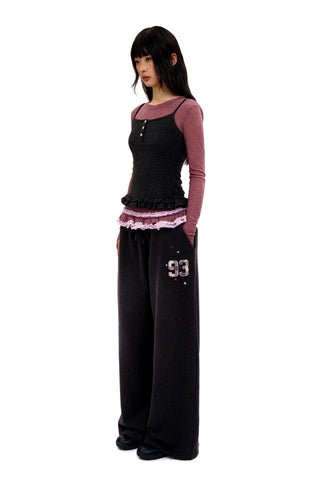 [Moromoro2] Distressed Star Applique  Sweatpants