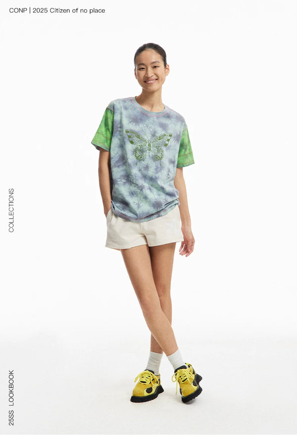 [CONP] Tie-Dye Splatter Contrast Stitch T-shirt