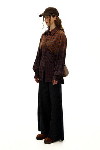 [Moromoro2] Plaid Gradient Cotton Shirt