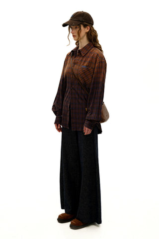 [Moromoro2] Plaid Mesh Cotton Linen Pants