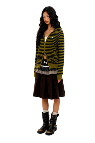 [Moromoro2] Striped Hooded Cardigan