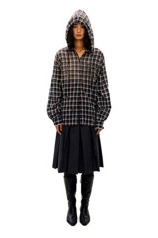 [Moromoro2] Plaid Hooded Shirt