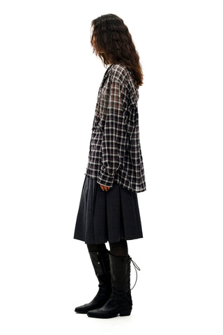 [Moromoro2] Plaid Hooded Shirt