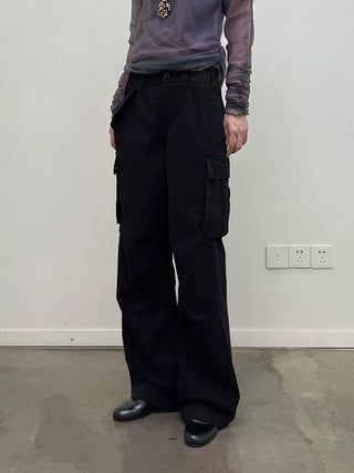 [NeverSeez] Washed Herringbone Cargo Pants